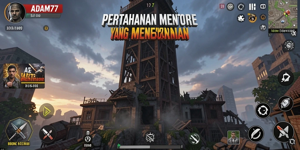 Gameplay seru ADAM77 yang menampilkan strategi Tower Defense.