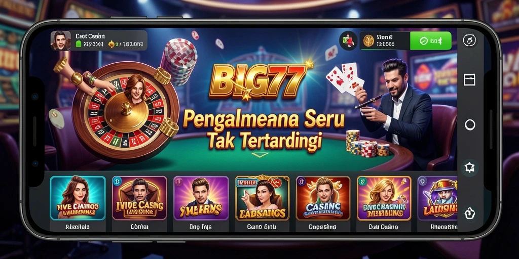 Screenshot gameplay Live Casino BIG77 dengan dealer profesional dan suasana yang mendebarkan.