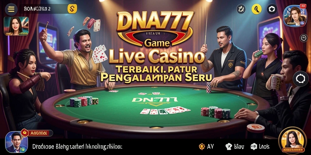 Screenshot gameplay DNA777 menampilkan dealer langsung dan interaksi pemain.