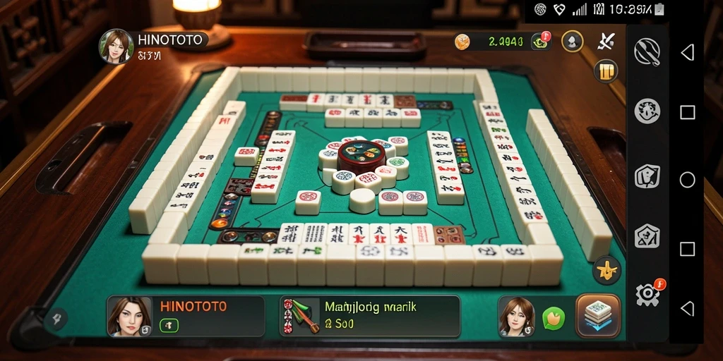 Tampilan gameplay HINOTOTO yang menarik dengan banyak ubin Mahjong.