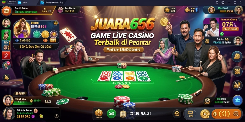 Screenshot JUARA666 menampilkan dealer profesional dan meja permainan Live Casino.