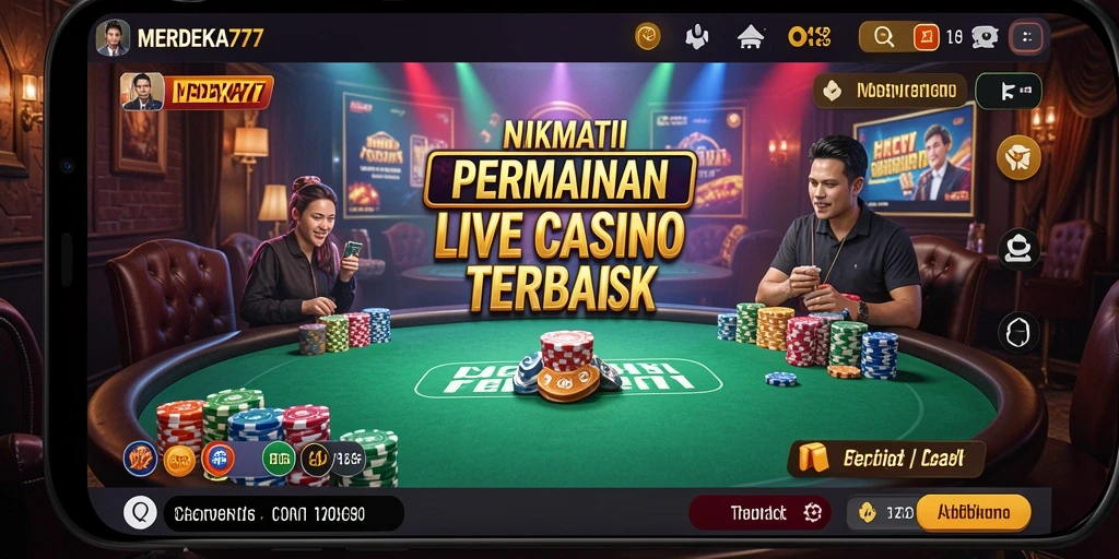 Tampilan gameplay Live Casino yang mendebarkan di MERDEKA777.