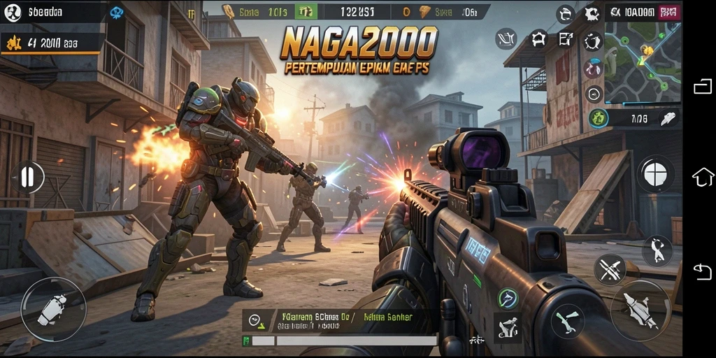 Tampilan intens dari gameplay NAGA2000 dalam aksi penuh.