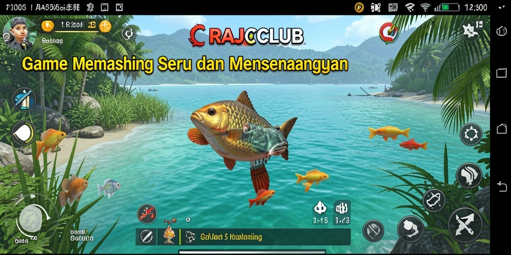 Tampilan gameplay seru dari RAJACLUB saat memancing ikan.